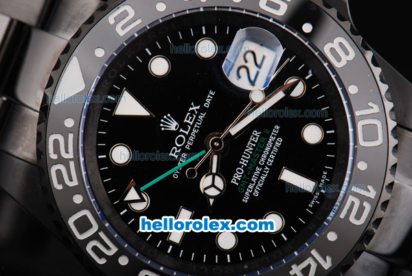 Rolex GMT-Master Pro-Hunter Version Swiss ETA 2836 Automatic Movement PVD Case with Black Dial and Ceramic Bezel-PVD Strap - Click Image to Close